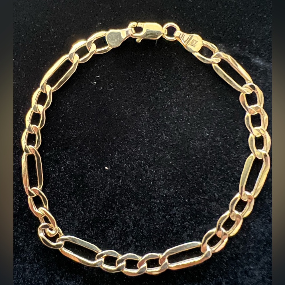 Unisex 10k Figaro Bracelet - Picture 3 of 7